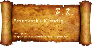 Petrovszky Klaudia névjegykártya